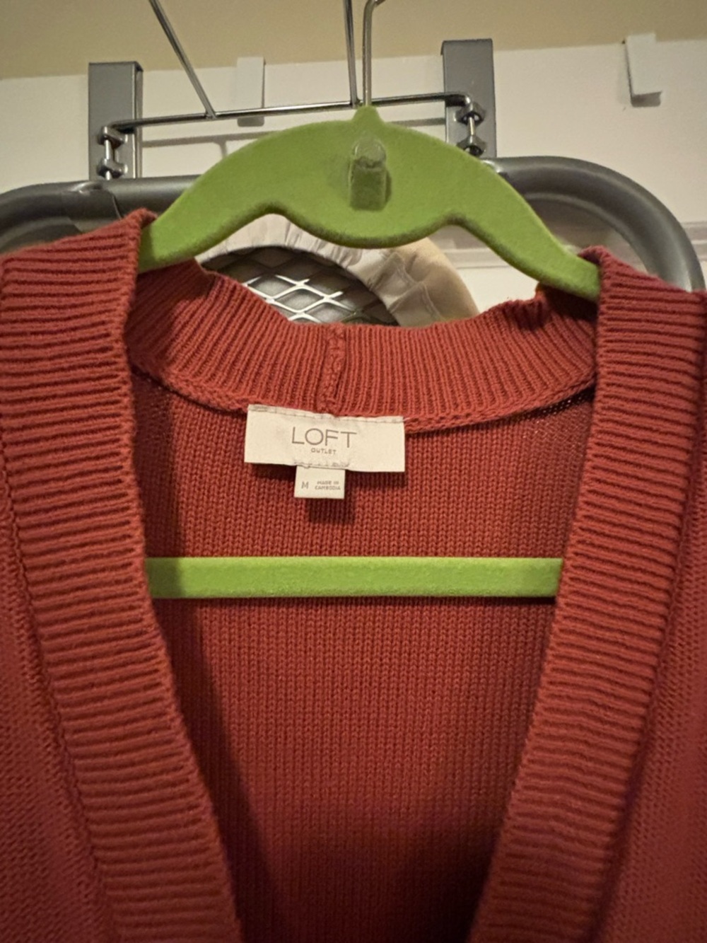 LOFT Rust Orange Button-Front Cardigan - Picture 3 of 3